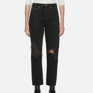 agolde black distressed 90s jean